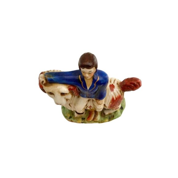 Boy with his Huge Pet Dog Figurine Staffordshire Style Vintage Decor - Picture 9 of 10